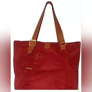 BRIC'S Milano Red Nylon and Leather Strap Travel Bag